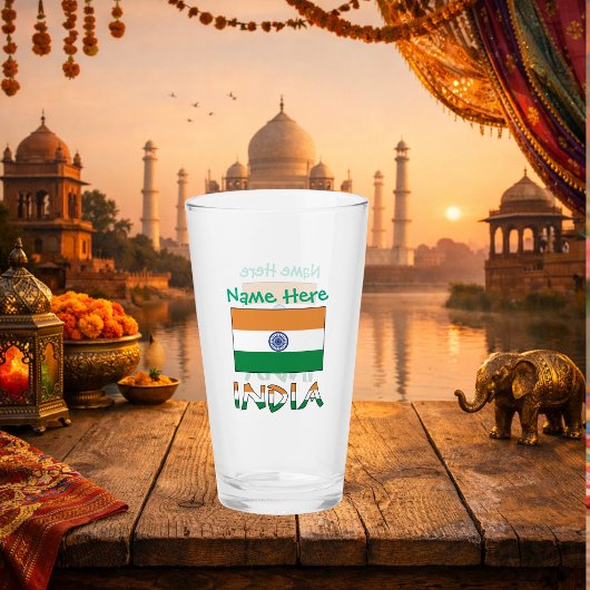 Personalisierte Indienflagge mit zweiseitigem Desi Glas
