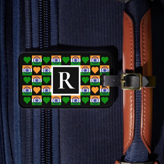 Personalisierte indische Fahne - benutzerdefiniert Gepäckanhänger (Vorderseite Insitu 4)