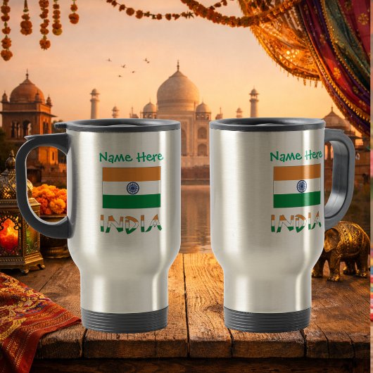 Personalisierte indische Flagge Reisebecher