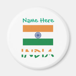 Personalisierte indische Flagge rund Magnet