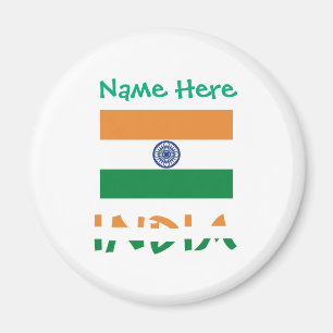 Personalisierte indische Flagge rund Magnet