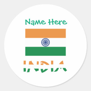 Personalisierte indische Flaggen-Rundform  Runder Aufkleber
