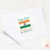 Personalisierte indische Flaggen-Rundform Runder Aufkleber (Umschlag)