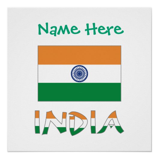 Personalisierte indische Flaggenname Poster (Vorderseite)