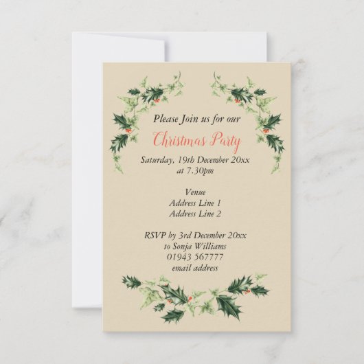 Personalisierte, individuell anpassbare Weihnachte Einladung (Vorderseite)