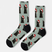 Personalisierte individuelle schwarze Kitty-Katze  Socken (Linkes Detail)