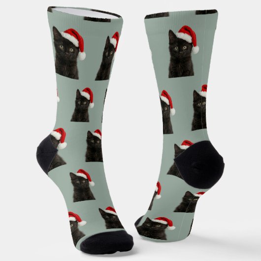 Personalisierte individuelle schwarze Kitty-Katze  Socken (Gewinkelt)