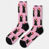 Personalisierte individuelle schwarze Kitty-Katze  Socken (Linkes Detail)