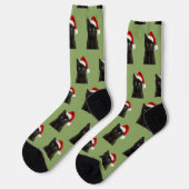 Personalisierte individuelle schwarze Kitty-Katze  Socken (Linkes Detail)