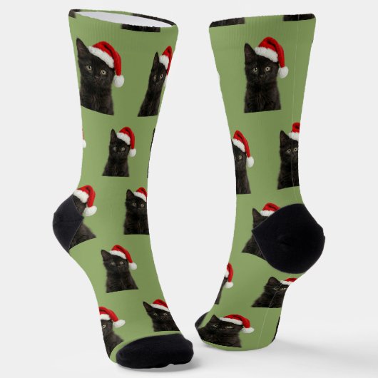 Personalisierte individuelle schwarze Kitty-Katze  Socken (Gewinkelt)