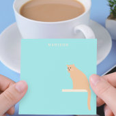 Personalisierte Ingwerkatze Blaue Haftnotizen Post-it Klebezettel