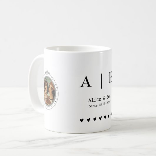 Personalisierte Initial- und Date-Tasse - Individu Kaffeetasse (Vorderseite Links)