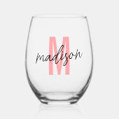 Personalisierte Initial- und Name Weinglas Ohne Stiel (Vorderseite)