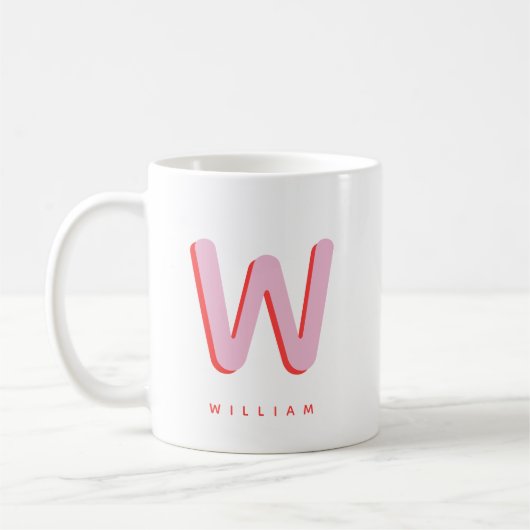 Personalisierte Initiale | Benutzerdefiniertes Nam Kaffeetasse (Links)