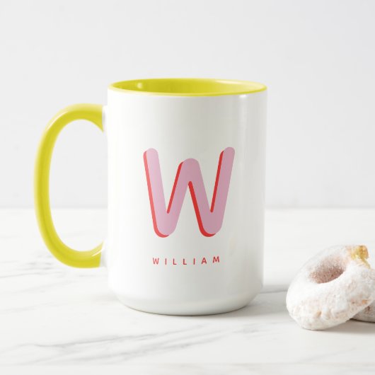 Personalisierte Initiale | Benutzerdefiniertes Nam Tasse (Mit Donut)