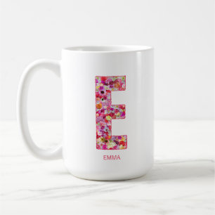 Personalisierte Initiale Florale Buchstabe E Mon Kaffeetasse