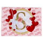 Personalisierte initiale florale Monogramm und Rot Große Geschenktüte (Rückseite)