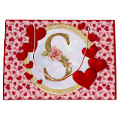 Personalisierte initiale florale Monogramm und Rot Große Geschenktüte (Vorderseite)
