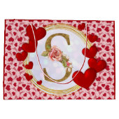Personalisierte initiale florale Monogramm und Rot Große Geschenktüte (Rückseite)