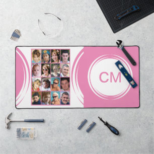 Personalisierte Initialen 16 Foto rosa Schreibtischunterlage