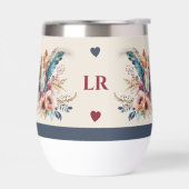 Personalisierte Initialen Blume Herz rot blau (Links)