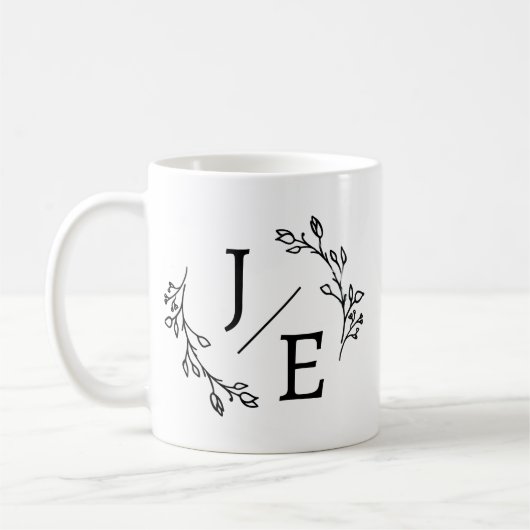 Personalisierte Initialen Botanisches Monogramm Fl Kaffeetasse (Links)