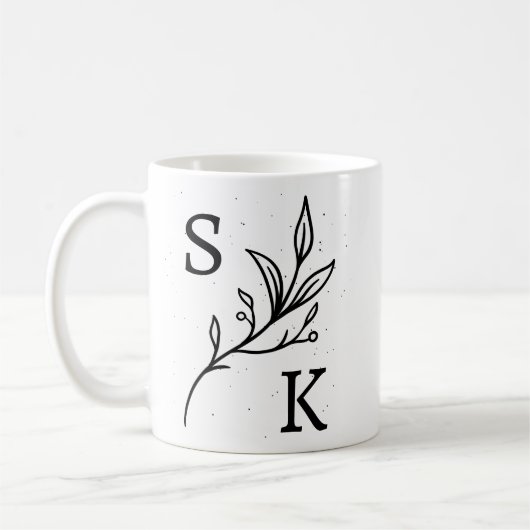 Personalisierte Initialen Botanisches Monogramm Fl Kaffeetasse (Links)