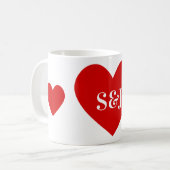 Personalisierte Initialen Einfache rote Herzform Kaffeetasse (Vorderseite Links)