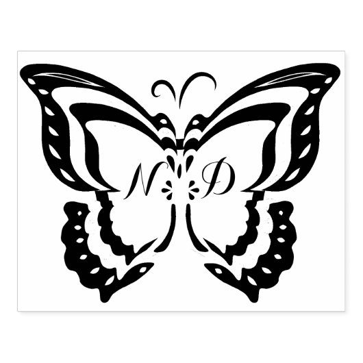 Personalisierte Initialen Große Schmetterlingskaut Gummistempel (Prägung)