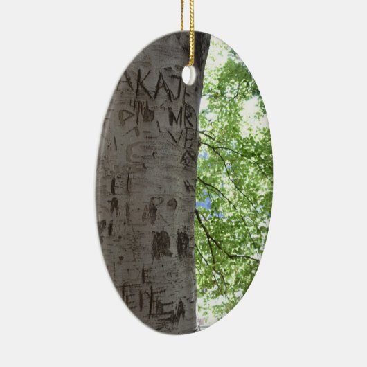 Personalisierte Initialen in einem Baumpark Keramik Ornament (Rechts)