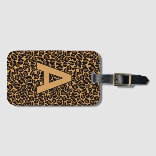 Personalisierte Initialen Leopard-Druck Gepäckanhänger (Vorderseite (Horizontal))