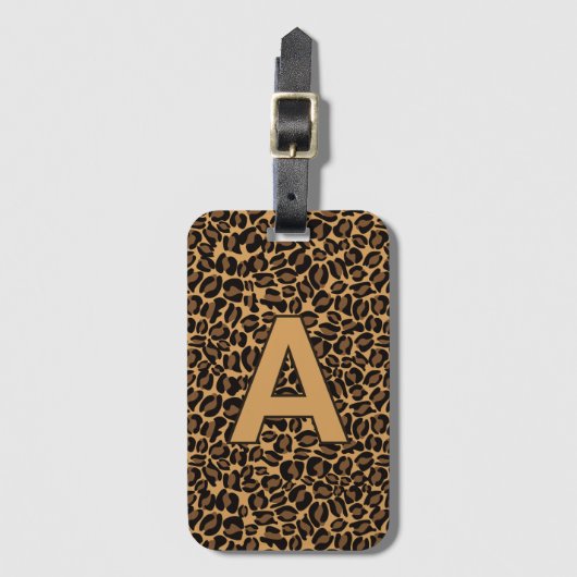 Personalisierte Initialen Leopard-Tierdruck Gepäckanhänger (Vorderseite Vertikal)