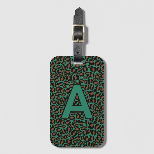Personalisierte Initialen Leopard-Tierdruck Gepäckanhänger (Vorderseite Vertikal)