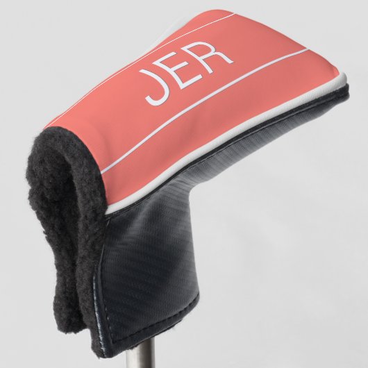 Personalisierte Initialen Mit Monogramm Korallenpu Golf Headcover (3/4 Vorderseite)