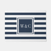 Personalisierte Initialen Monogram Navy Blue und W Fußmatte (Vorderseite)