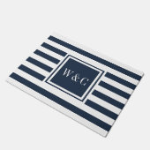 Personalisierte Initialen Monogram Navy Blue und W Fußmatte (Schrägansicht)