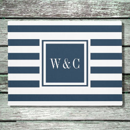Personalisierte Initialen Monogram Navy Blue und W Fußmatte