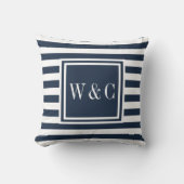 Personalisierte Initialen Monogramm Navy Blue Whit Kissen (Vorderseite)