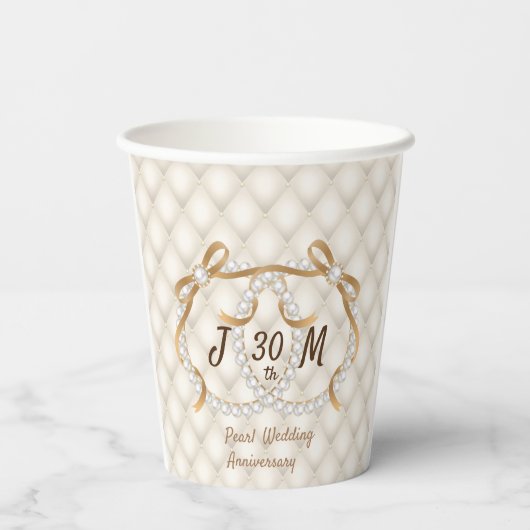 Personalisierte Initialen Pearl Ribbon Paper Cup Pappbecher (Rückseite)
