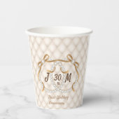 Personalisierte Initialen Pearl Ribbon Paper Cup Pappbecher (Vorderseite)