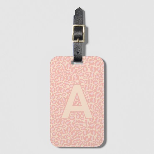 Personalisierte Initialen Pink Leopard, Tierdruck Gepäckanhänger (Vorderseite Vertikal)