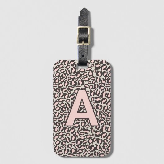 Personalisierte Initialen Pink Leopard, Tierdruck Gepäckanhänger (Vorderseite Vertikal)