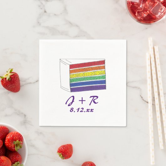 Personalisierte Initialen Rainbow Cake Pride Napki Serviette (Beispiel)