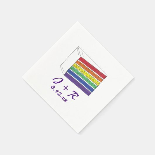 Personalisierte Initialen Rainbow Cake Pride Napki Serviette (Ecke)
