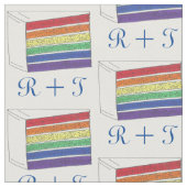 Personalisierte Initialen Rainbow Hochzeitstorte Stoff (Nahaufnahme)