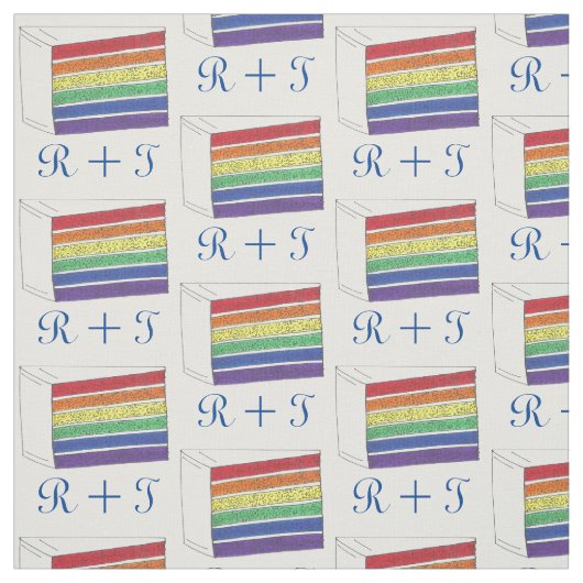 Personalisierte Initialen Rainbow Hochzeitstorte Stoff (Muster)