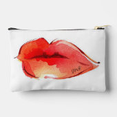 Personalisierte Initialen Rote Lippen Zubehörtasche (Rückseite)