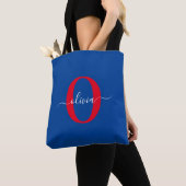 Personalisierte Initialen Schrift Name Blau Weiß R Tasche (Von Nahem)