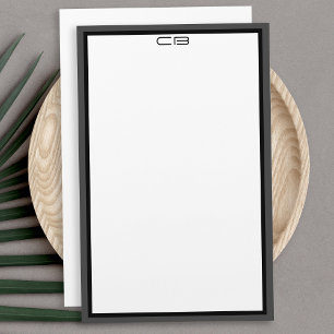 Personalisierte Initialen Schwarz Grauer Rand Briefpapier