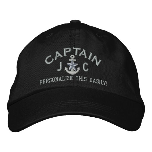 Personalisierte Initialen Text Captain Silver Star Bestickte Kappe (Vorderseite)